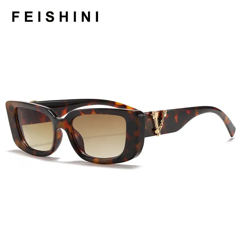 

Feishini red Star Contracted Quality Narrow Sunglasses Women UV Protection Trendy Ladies Tiny Fashion Sun Glassees Brand Vintage