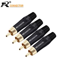 20pcs rca male connector high quality gold plating audio adapter blackred pigtail speaker plug for 7mm cable
