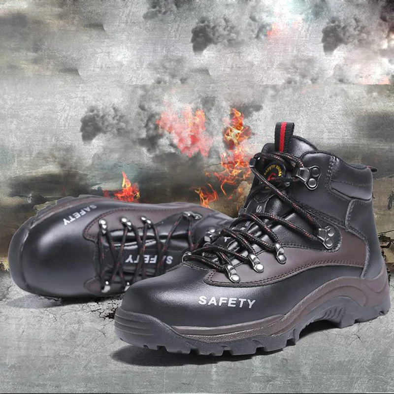 Safety Shoes And Hats Steel Toe Men's High Oxford Outsole Work Shoes Non-slip Breathable Mesh Shoes Hiking Wear-resistant DXZ078