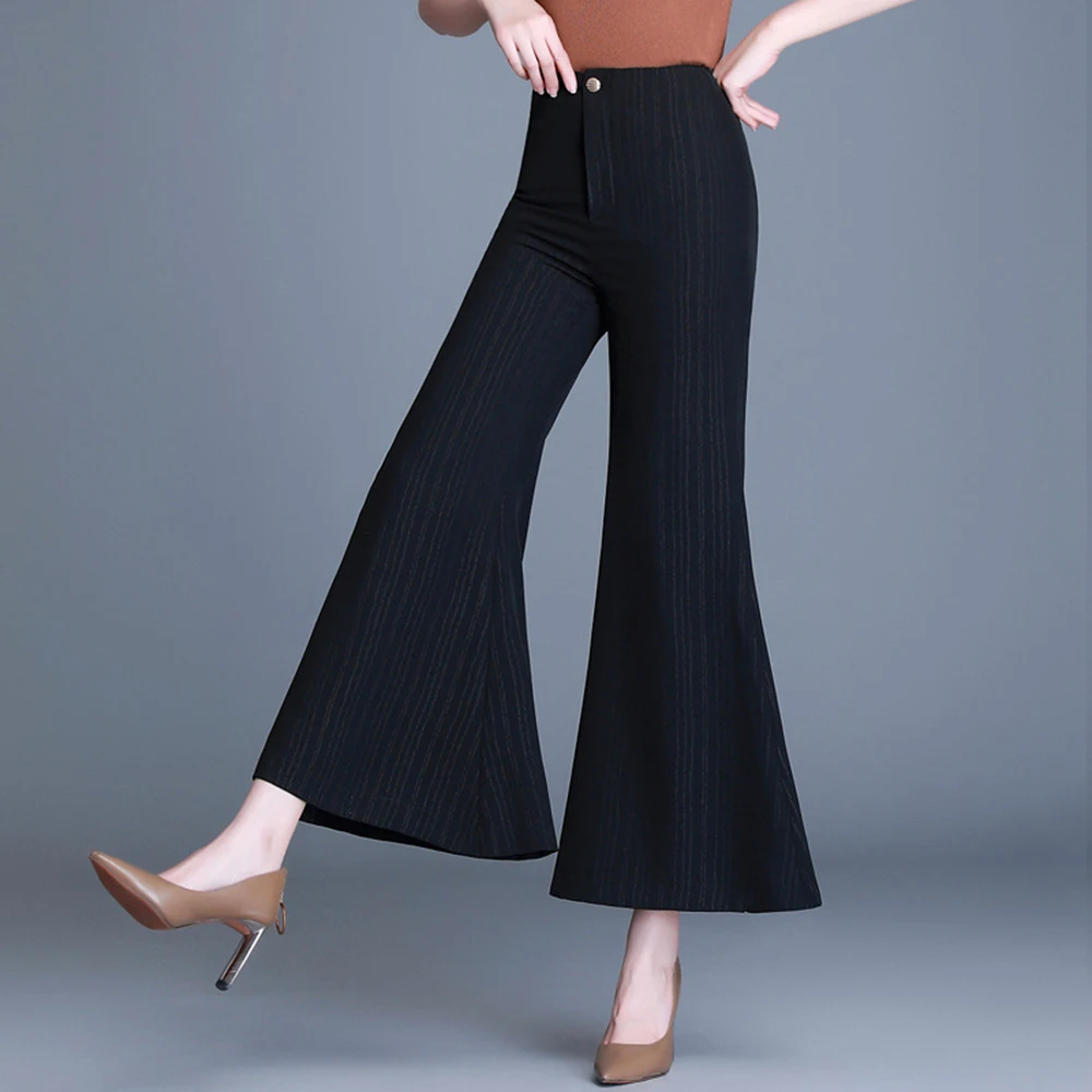 Женские Укороченные расклешенные брюки женские Капри широкие тонкие большие