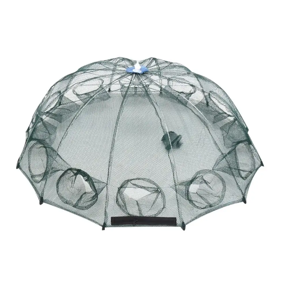 Shrimp Net Fishing Gear Cage Fish Line Green 12 Holes Steel Wire Durable | Спорт и развлечения