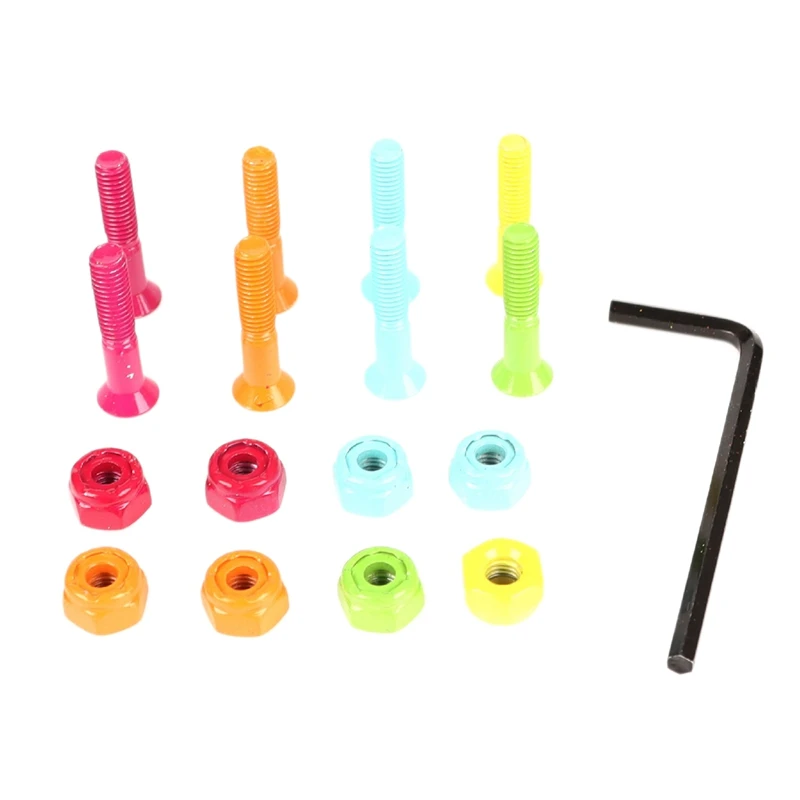 

Kit Of 9Pcs Colored Mounting Bolts For Skateboard,Skateboard Hardware Screws,25Mm Hexagon Hard Skateboard Part