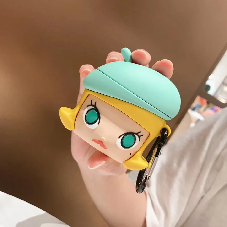 814 3D чехол для наушников s для AirPods, силиконовый чехол с милой собачкой из мультфильма, чехол для Apple Air pods 2, забавный чехол для наушников, кольцевой ремешок - Цвет: 814