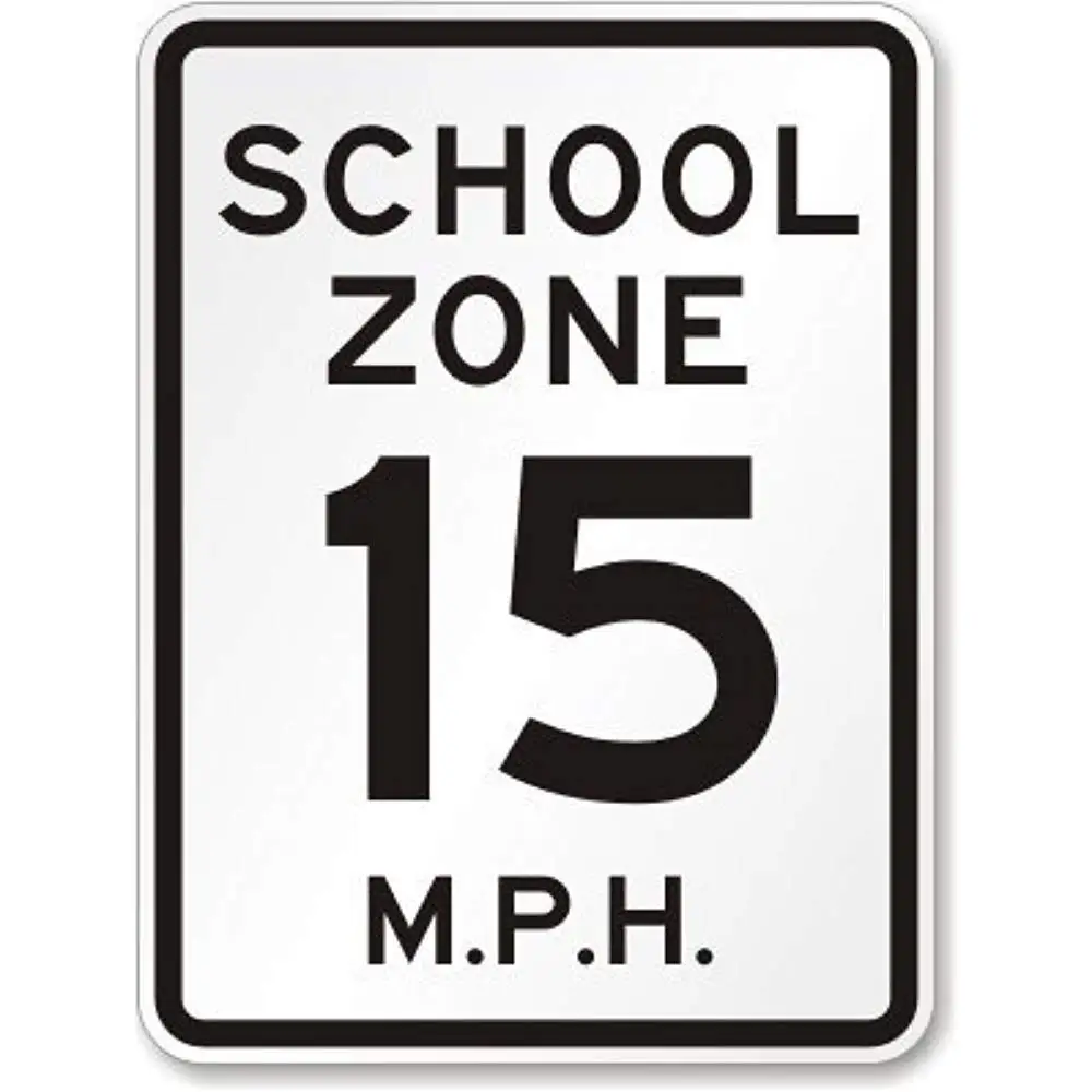 

Metal Sign Road Sign New School Zone 15 MPH, Heavy-Duty Tin Sign Street Sign Retro Wall Art Poster
