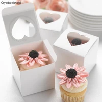 paper box with window white kraft paper gift box cake dragees packaging for wedding home party muffin packaging