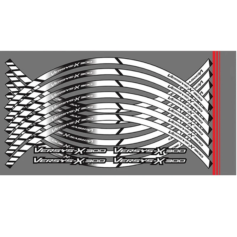 

Motorcycle Inner Circle Sticker Front & Rear Wheel Waterproof Decal Set With Logo For Kawasaki VERSYS - X300 versys x300