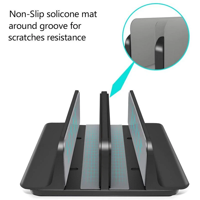 

Vertical Laptop Stand [Dock Version] - Adjustable 2 Slot Aluminum Desktop Holder - for All /Chromebook/Surface/Dell/iPad