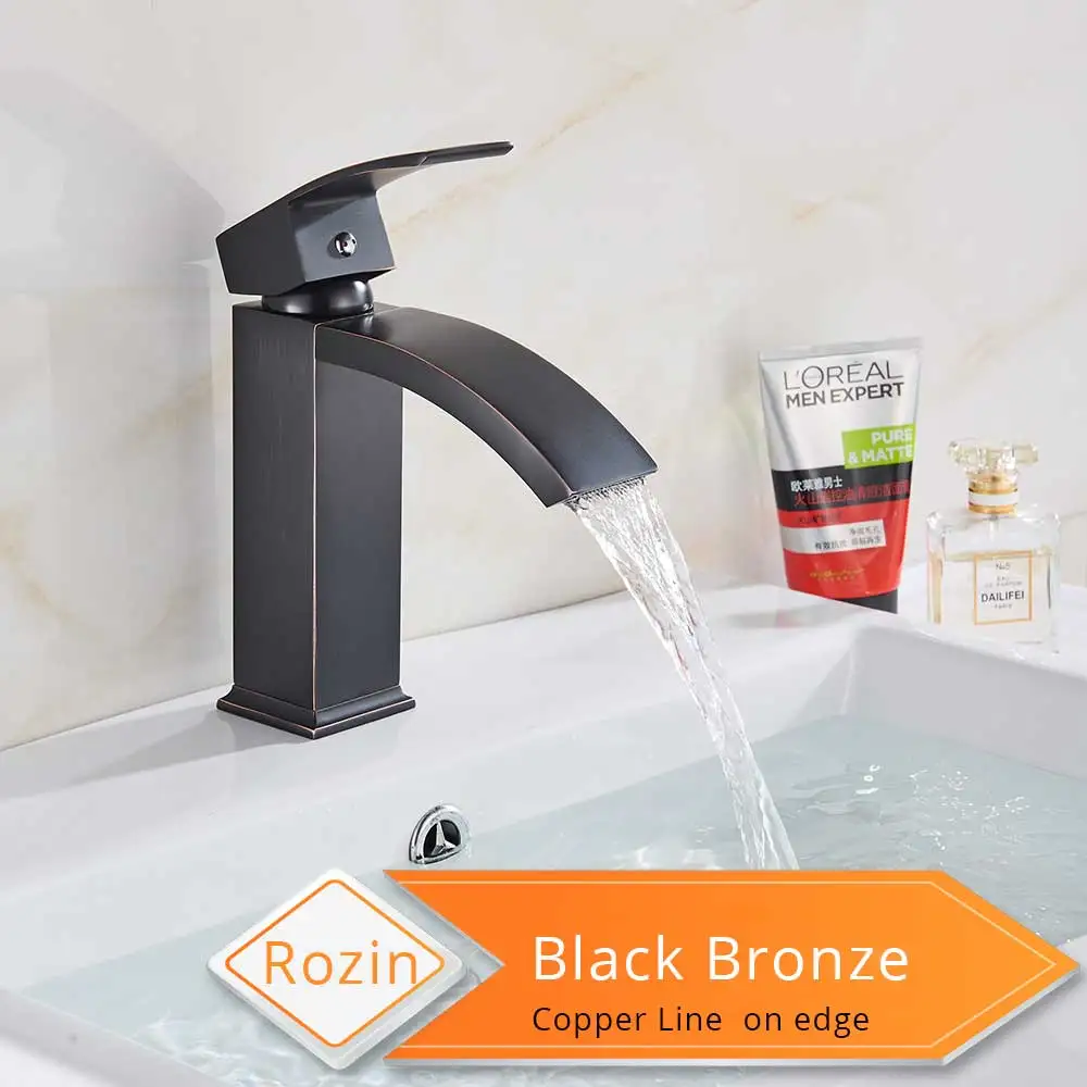 Black Bronze Смеситель для раковины на бортике, бронзовый Черный кран для горячей холодной воды, кран для раковины с одним отверстием, кран для раковины, бессвинцовый латунный кран для ванной комнаты - Цвет: Black Bronze