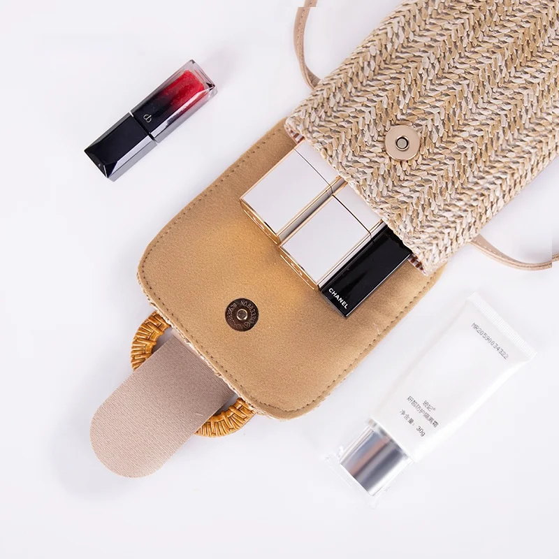 

Bags for Women Straw Beach Vertical Square Mobile Phone Bag 2021 New Simple One-shoulder Diagonal Bag Luxury Brand Handbags Sac