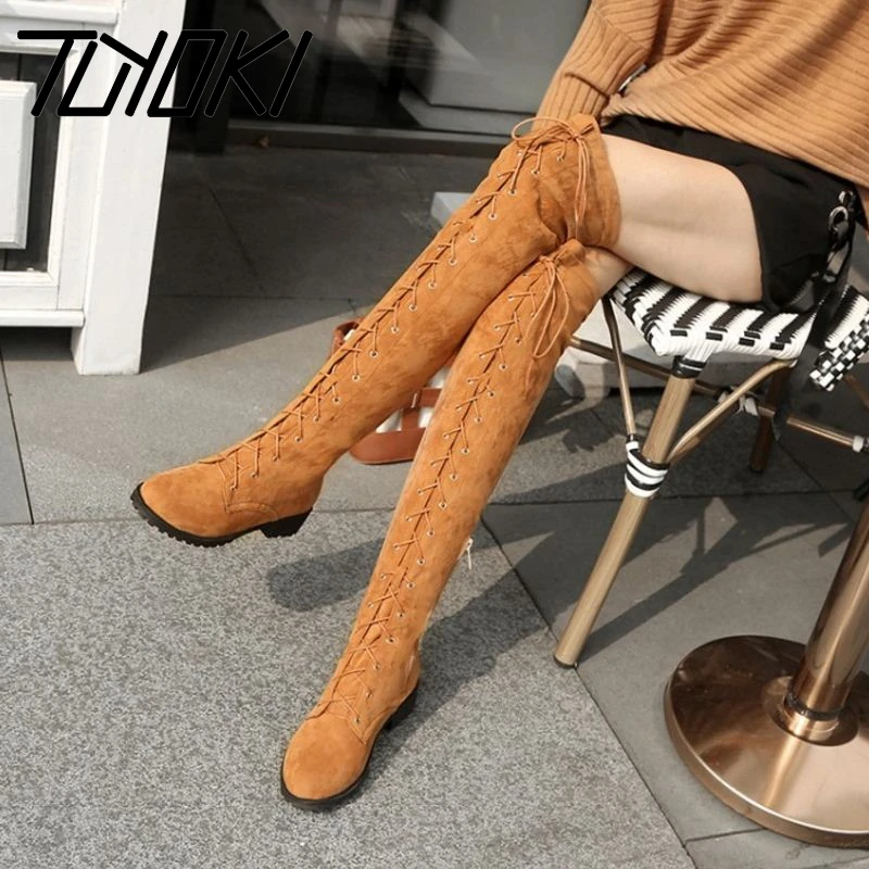 Tuyoki теплые зимние ботинки на плоской подошве для женщин Большие размеры 33 46 Zapatos