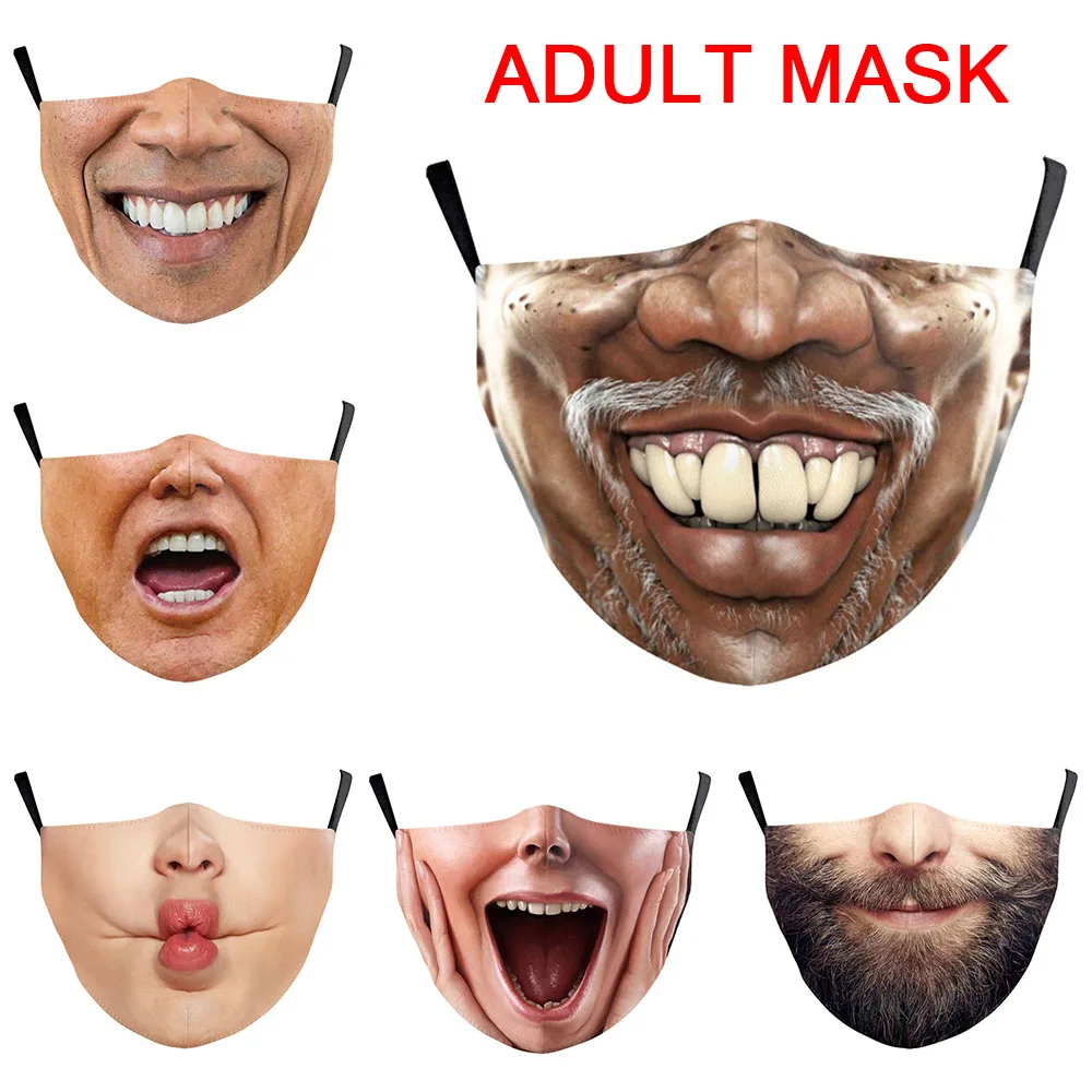 Забавная маска для косплея с большим ртом и бородой женщин мужчин маски унисекс