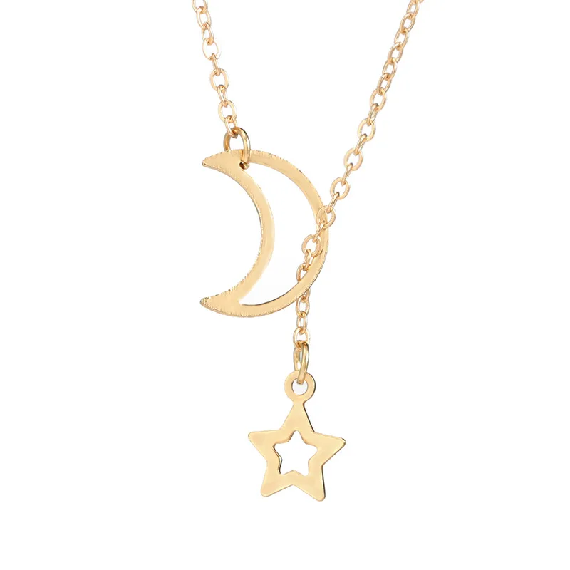 

collares moda 2020 bisuteria acessórios feminino moon necklace for women Cross over long star necklace pendent chain Fashion