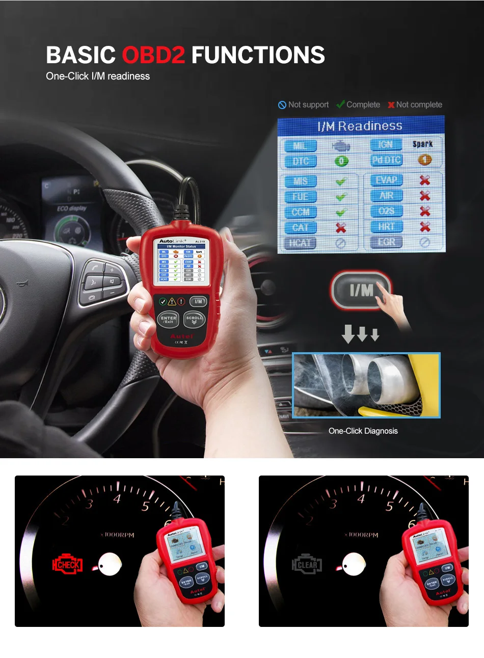 Autel AutoLink AL319 авто инструмент диагностики DIY читальный инструмент кодов OBD2 инструмент сканирования кодов Просмотр "стоп-кадр" данных диагностический инструмент сканер автомобиля