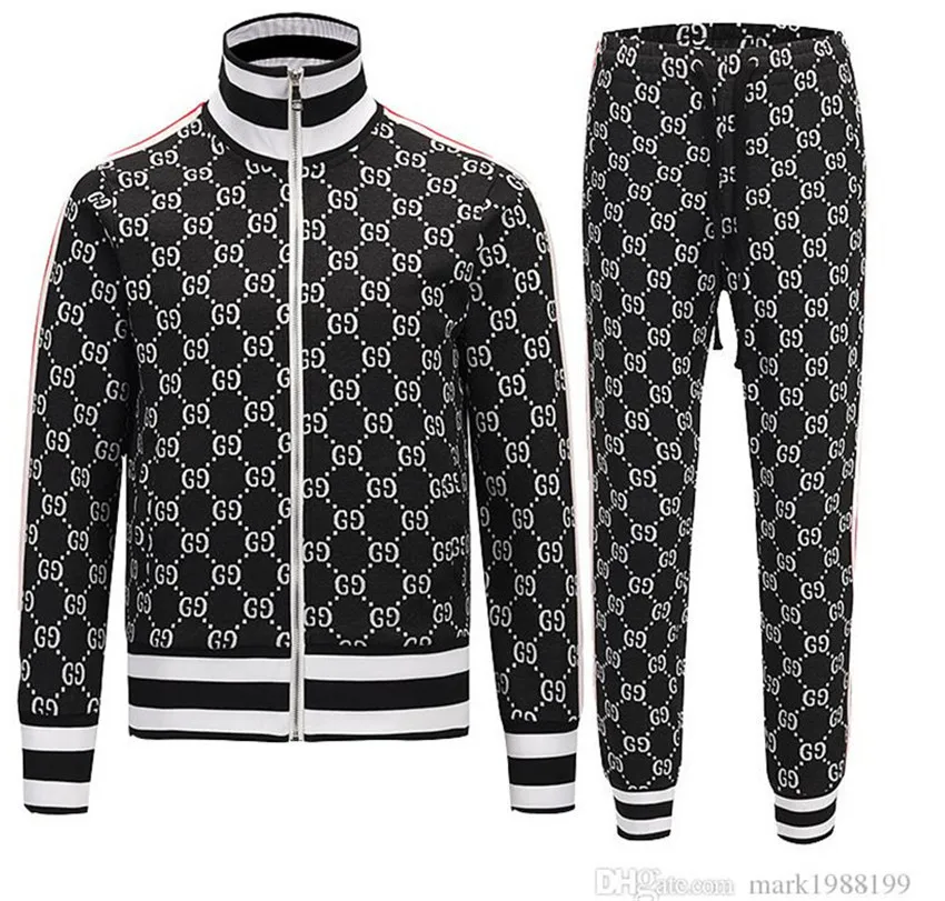 

Men's Sportswear 2020 Printed Plaid Casual Zip Hoodie Set Autumn High Quality Sweatshirt
