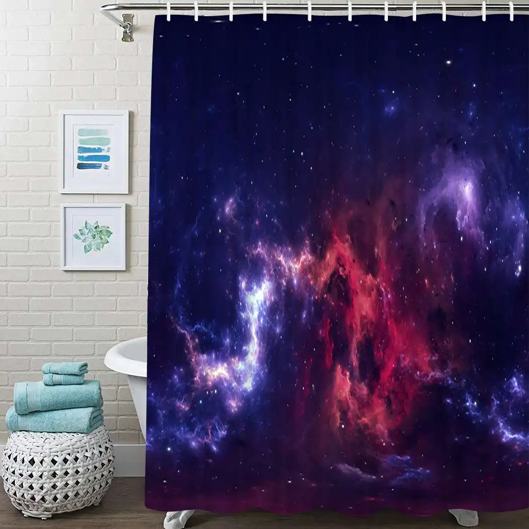 

Galaxy Sky Shower Curtain Space Nebula Star Shower Curtain Waterproof Fabric For Bathroom Decor Shower Curtains Set with Hooks