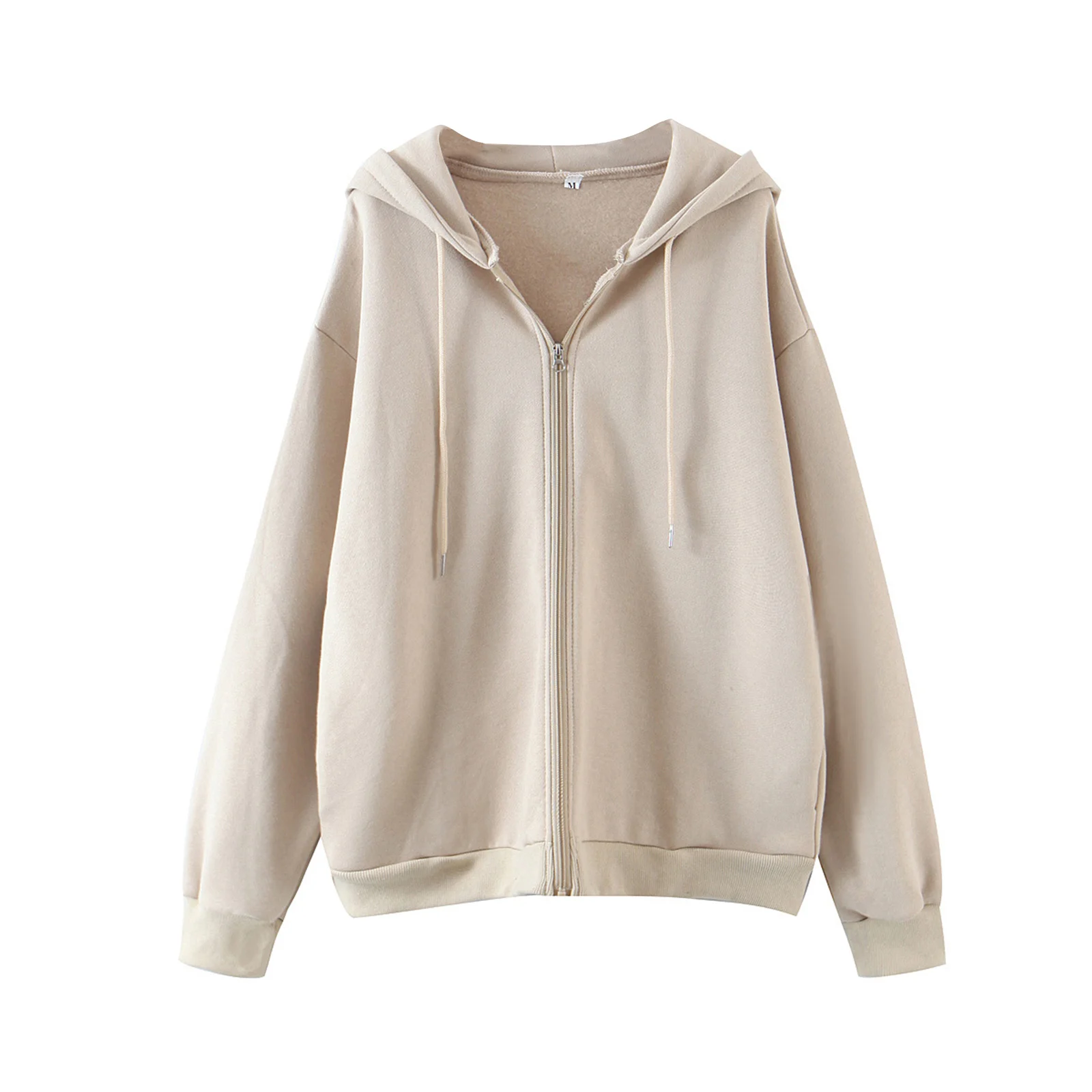 

Women's Casual Zip Up Hoodies, Long Sleeve Solid Color Drawstring Hooded Sweatshirts