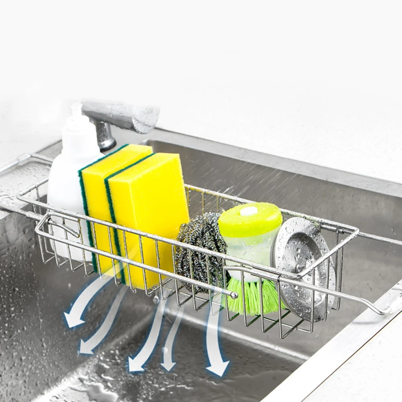 

Economical Retractable Stainless Steel Kitchen Tray Dish Drainer Drying Rack Sink Holder Basket Knife Sponge Holder Dish Rack K