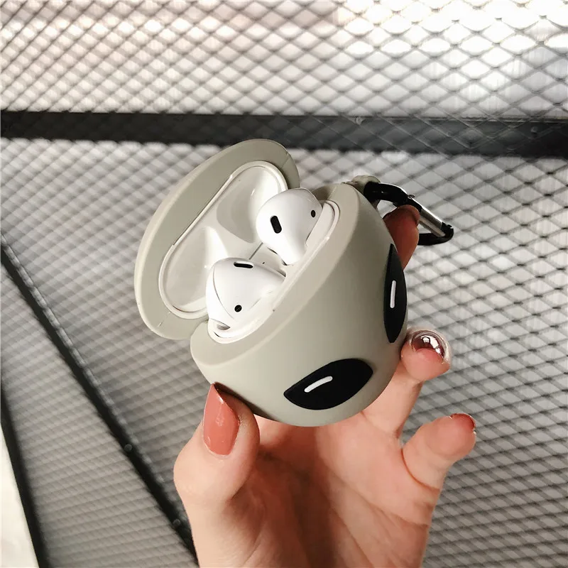 Мягкий силиконовый чехол для наушников Apple Airpods 1/2 с 3d-рисунком и пришельцами