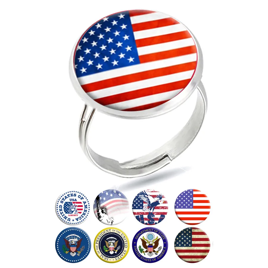 США национальные кольца с флагами Америка Национальная эмблема Жестяного