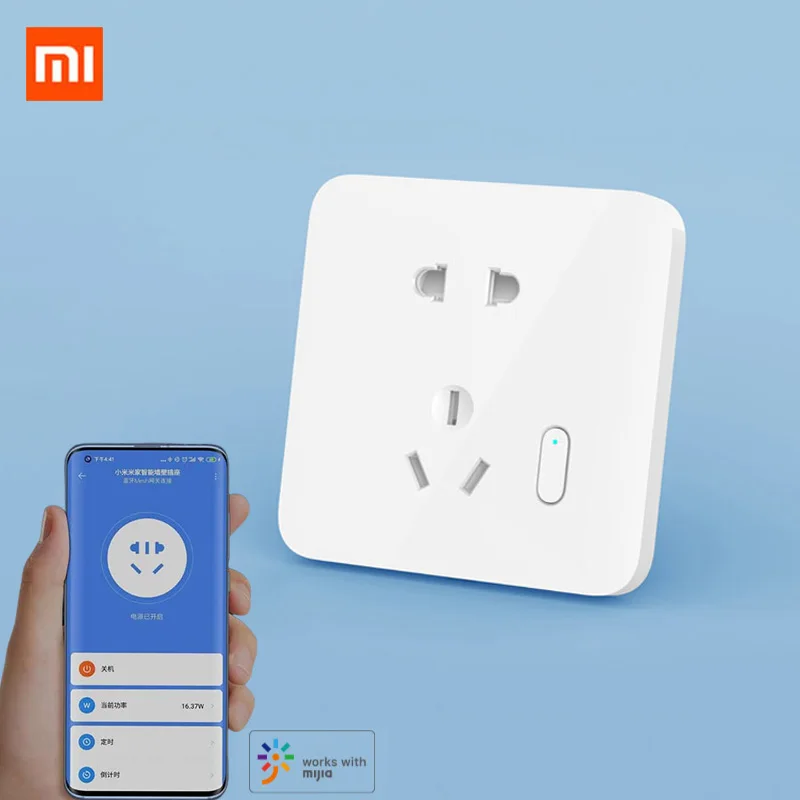 

2021 Xiaomi Mi Smart Wall Socket Wireless Smart Plug 10A 250V Xiaoai Voice Control Power Statistics OTA Upgrade for Mijia APP