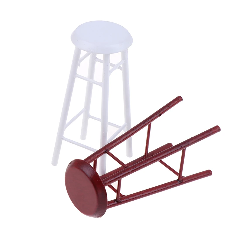 

New 1pcs Simulation High Footed Stool Chair Furniture Model Toys for Doll House Decoration 1/12 Dollhouse Miniature Accessories