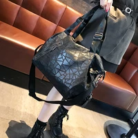 real leather geometry pattern women handbag large tote shoulder bag black big 40cm designer travel satchel for female