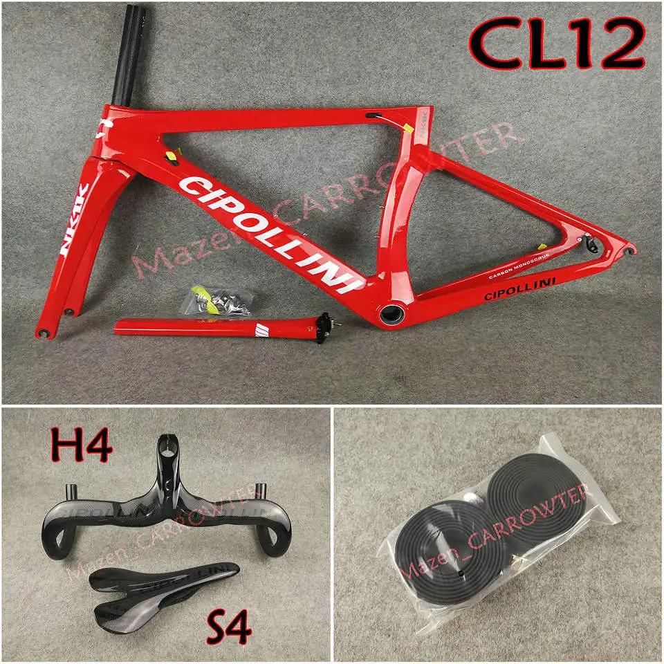 Package 3 Красный с белым логотипом T1000 3K Cipollini NK1K карбоновые рамы для дорожного велосипеда, руль, седло для бутылки, клетки 50 мм, карбоновые колеса A271, ступицы - Цвет: Package 3