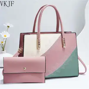 2-piece Set 2021 HandbagsThe New Fashion Splicing Package European and American Atmosphere Shoulder Messenger Western Style Bag