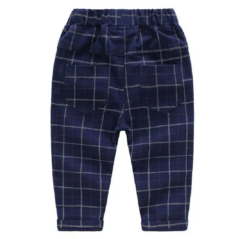 Весенние Брюки для мальчиков спортивные брюки хлопковые детские клетчатые