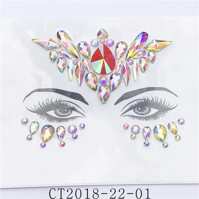 Women DIY Face Stickers Acrylic Eyebrow Stick Drill Colorful Rhinestone Crystal Sticker Environmental Resin | Дом и сад