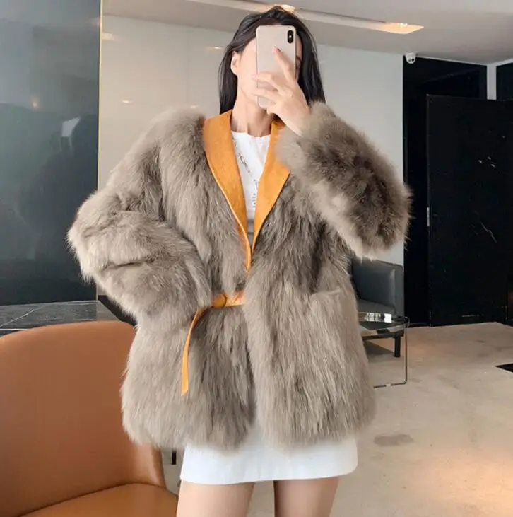 Suit collar fur leather coats womens warm black loose faux mink fur leather jackets women autumn clothes winter thicken fashion