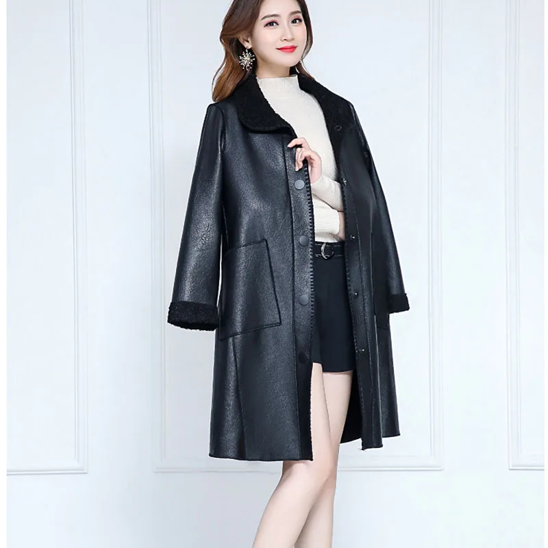 Осенне-зимняя женская кожаная куртка новинка 2021 модная средней длины из
