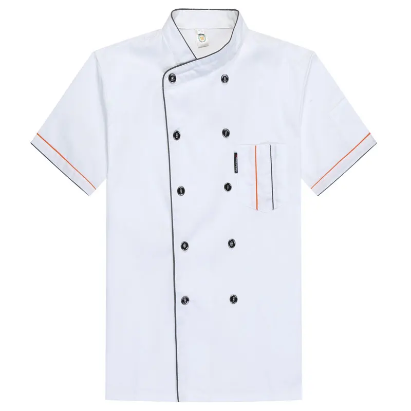 Short Sleeve Куртка шеф-повара Лон/короткий рукав повара пальто бариста Бейкер Рабочая Униформа Официанта ресторан отель одежда - Цвет: Short Sleeve