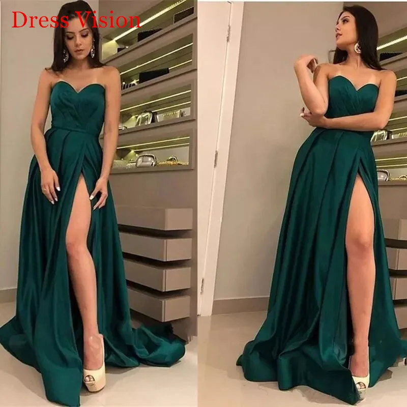 

вечернее платье Sexy Strapless Side Split Long Frock Robe De Soiree wedding Party Prom Dress Lace-Up