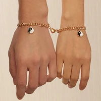 unique romantic black and white yin and yang gossip figure ornaments couples magnetic attraction bracelet womens jewelry gifts