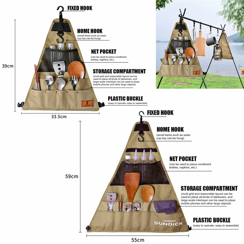 

Outdoor Tableware Storage Bag 900D Hanging Holder Bags Outdoor Portable Cutlery Tableware Organizer For Barbecue Picnic Camping