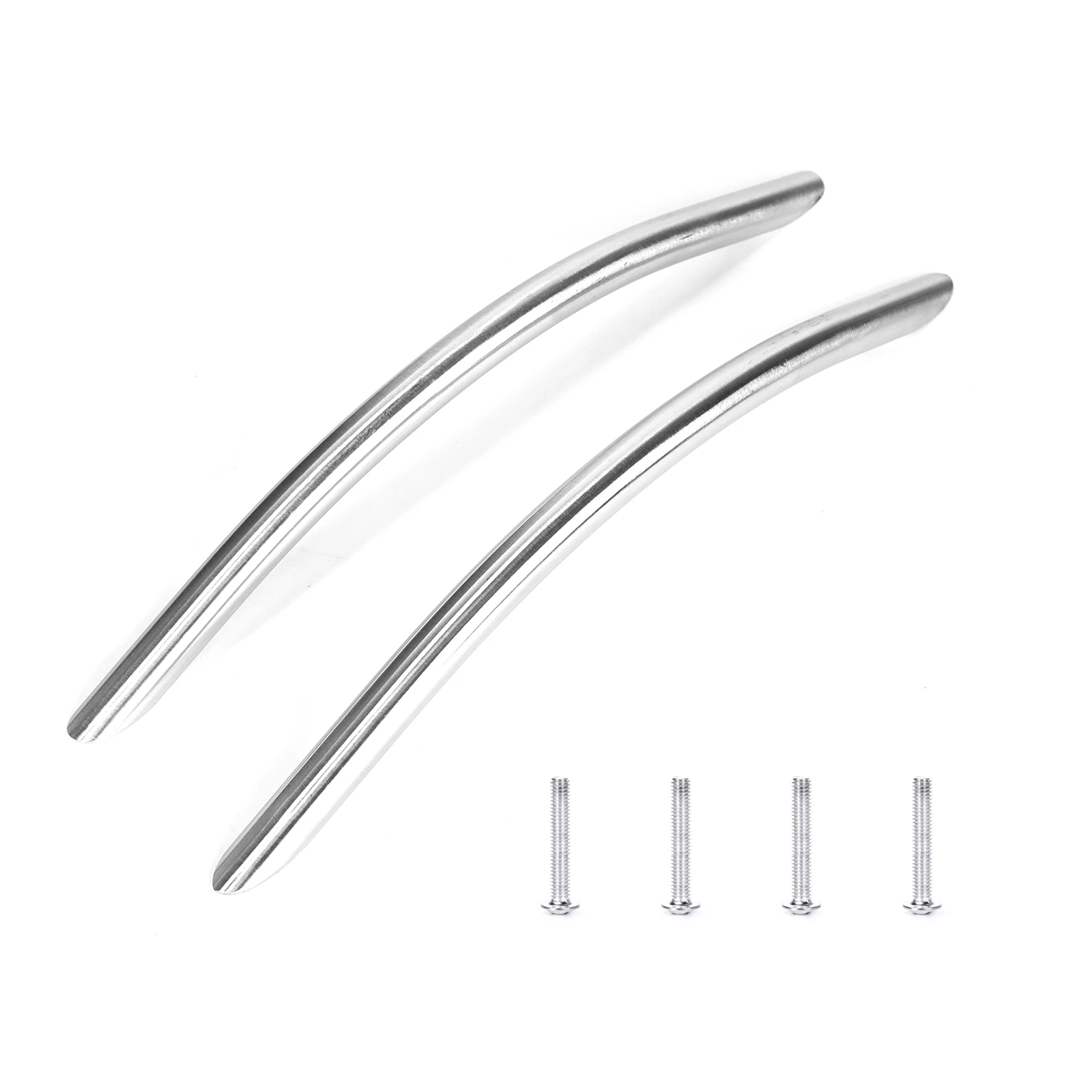 

2Pcs/Lot Arc-Shaped 6.69''Silver Brushed Stainless Steel Solid Handles With Screws For Kitchen Cabinet,Furniture Drawer Pulls