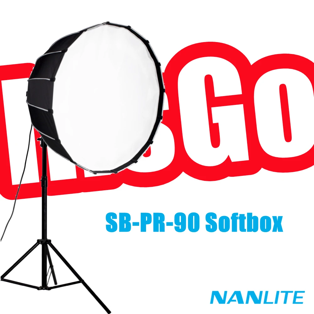 

Nanlite SB-PR-90 90cm Portable Umbrella Softbox with Grid Bowens Mount for Forza 300 500 P-100 P-200 Outdoor Flash
