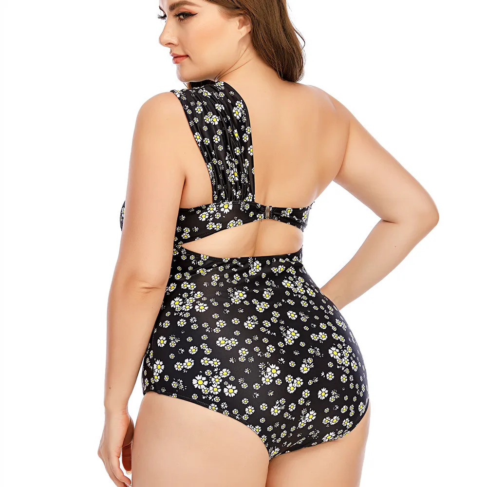 

2021 plus size one piece swimsuit women's one-shoulder printed swimsuit sexy classic swimsuit summer beach swimsuit 5XL