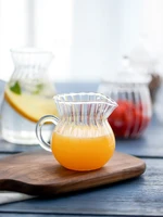 creative handmade glass striped milk pot milk can heat resistant glass coffee milk cup milk cup sauce cup microwave