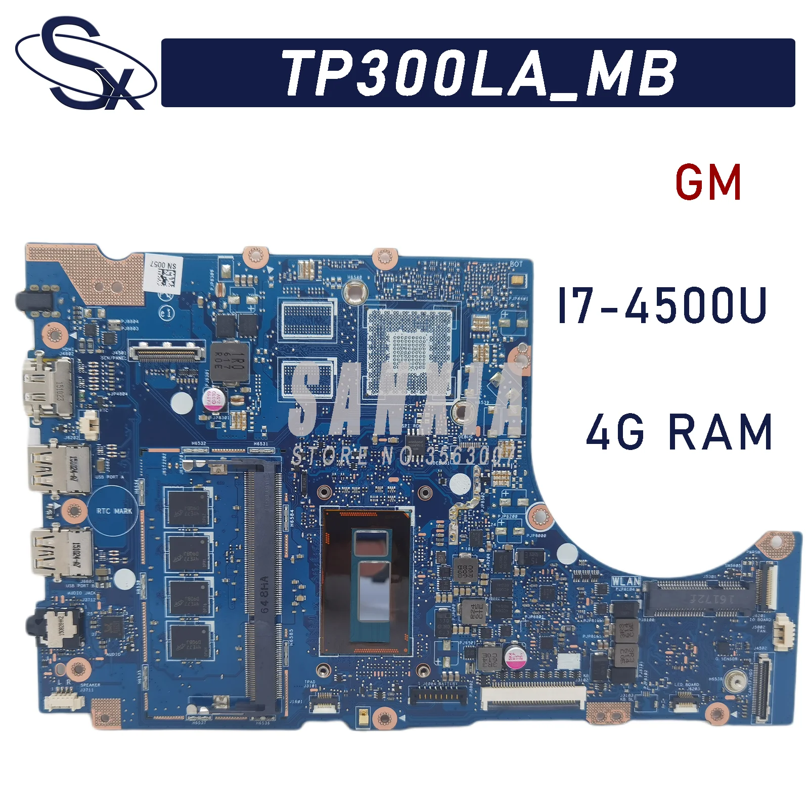 

KEFU TP300LA_MB Laptop motherboard for ASUS Transformer Book Flip TP300LA TP300LD TP300L original mainboard 4GB-RAM I7-4500U GM