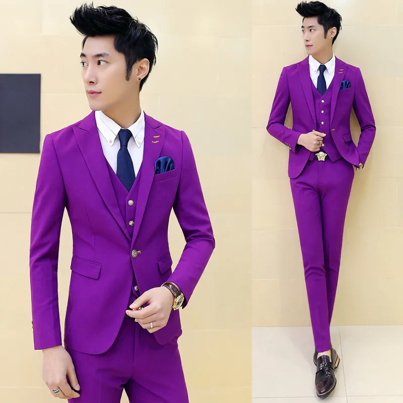 

Multi color mens tuxedo suits costume homme mens suits terno vestidos de festa suit man wine red purple men suit slim fit