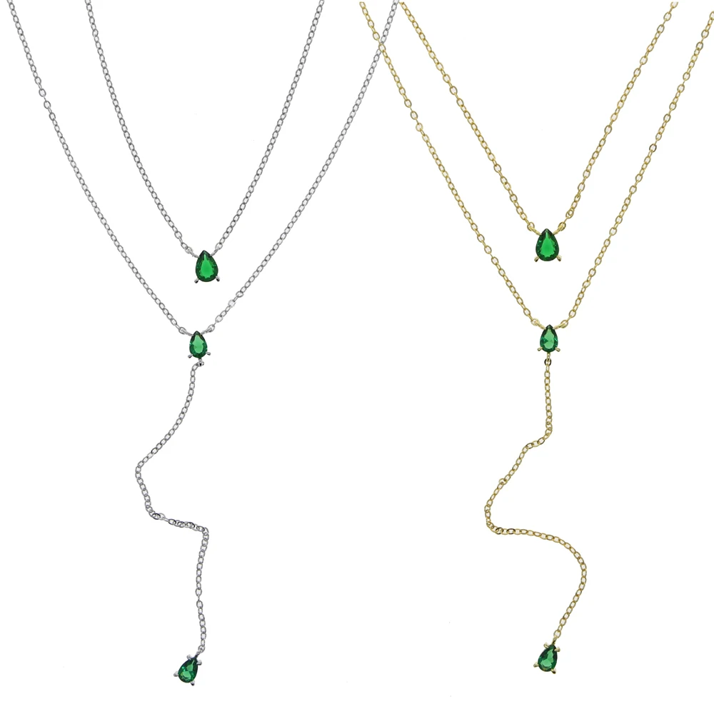 Высококачественное простое Двухслойное ожерелье с подвеской в виде слезы и
