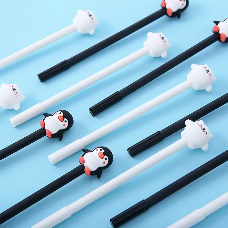 

24 Pcs/Lot Polar Bear Penguin Pen Happy Friends Black Color Gel Ink Roller Ball Pens for Writing Kids Gift Office School A6959