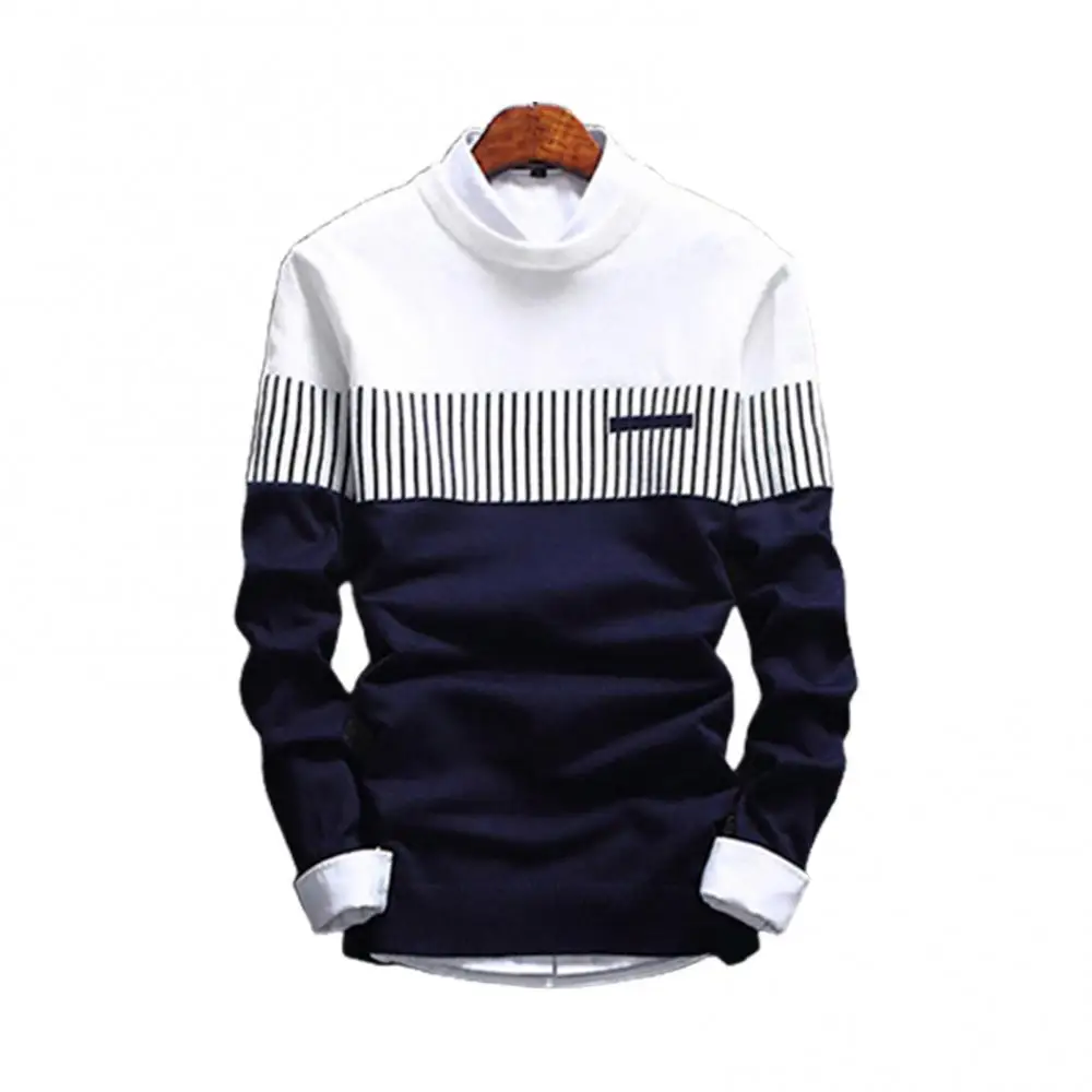 

Men Sweater Casual O-Neck Pullover Men's Autumn Fashion Casual Strip Color Block Knitwear Pullover Sweater Mens Sweaters Top