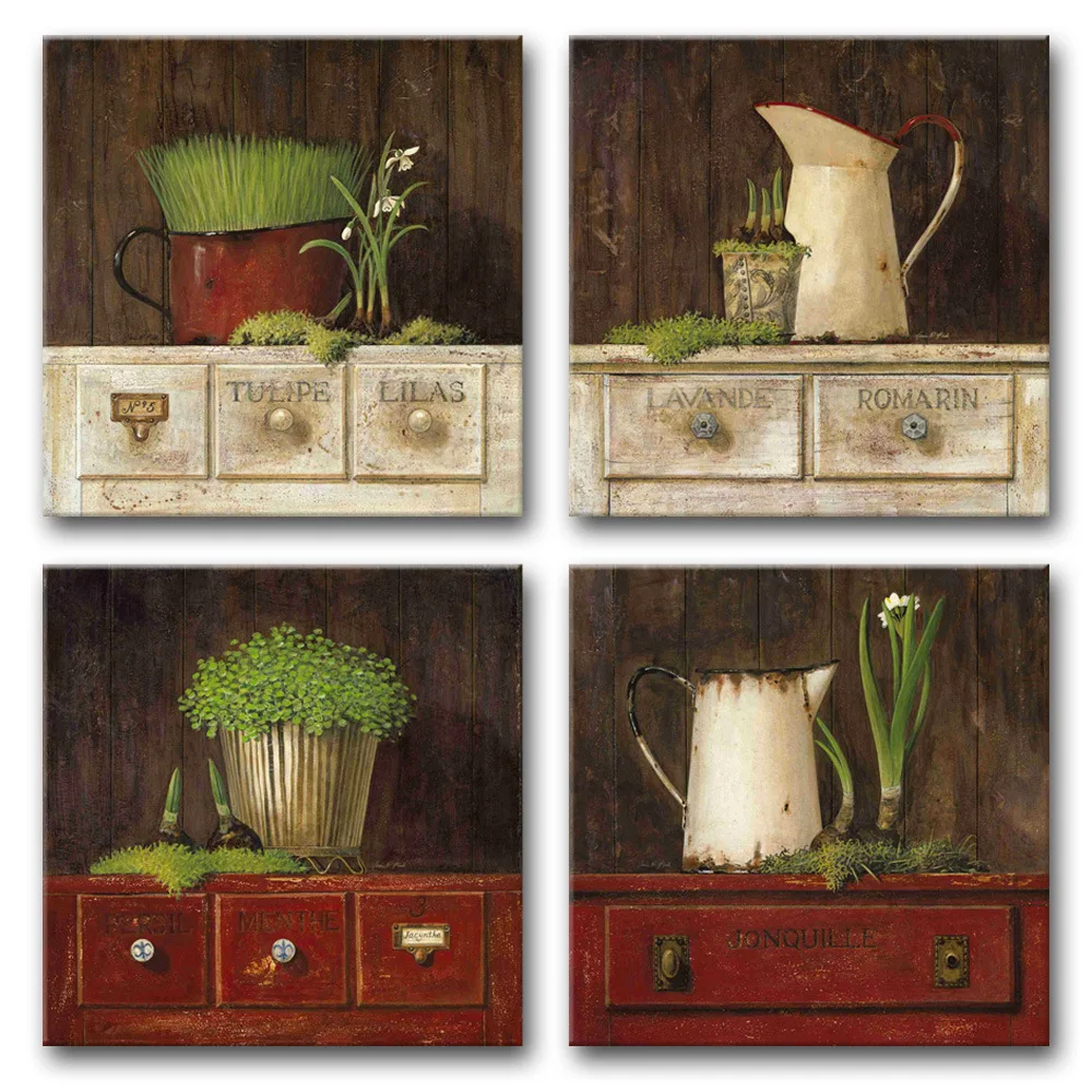 Простая Картина на холсте в средиземноморском стиле ретро цветок вилла