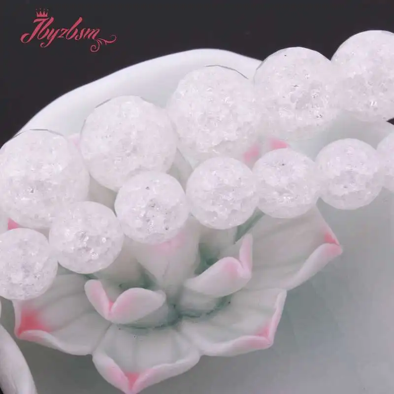 6 8 10 мм Круглые граненые треснутые Белые Каменные кварцевые бусины из