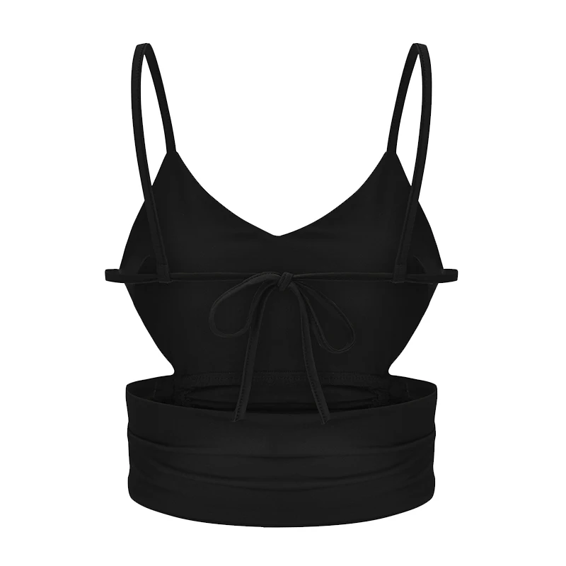 Майка женская трикотажная на тонких бретельках модный однотонный пикантный топ