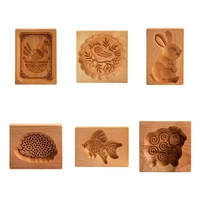 moon cake mold wooden kitchen biscuit mold 3d animal carving diy hand pressure fondant moon cake mould mid autumn festival