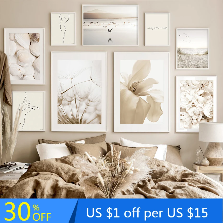 Богемный цветочный рисунок абстрактная эскиз фигуры на холсте картина для